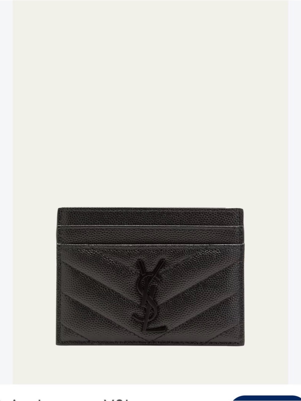 Black Chevron Leather Card Sleeve with Matte YSL Logo